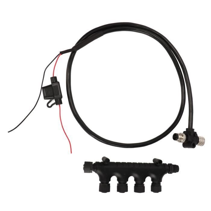 Connecteur NMEA2000 En T - 3 Ports IP67 - Filetage M12 - Pour Réseaux Maritime Lowrance/Simrad - ABS+Métal