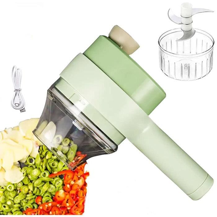 Ensemble de coupe-légumes électrique 4 en 1 - Coupe-légumes électrique multifonction - Hachoir portable - Accessoires de cuisine