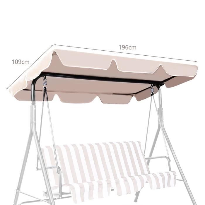 DREAMADE Toit pour Balancelle Toit de Rechange pour Balancelles Balançoires, Toit Imperméable et Résistant à UV(196 x 109 cm, Beige)