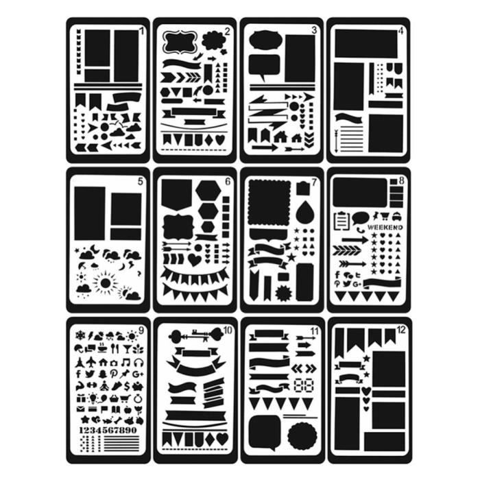 BLUGUL Pochoir à Dessin, Pour Notebook/Journal/Scrapbooking