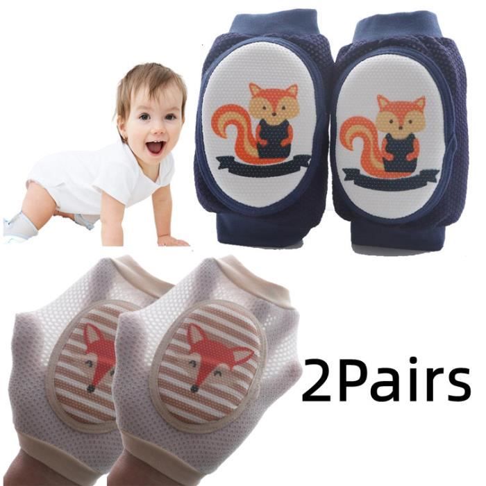 3 Paires Genouillères + Chaussettes Antidérapantes Bébé - Protection 4 Pattes, 6-24 Mois