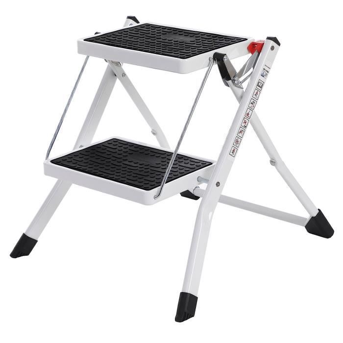 COGEX Marchepied Pliable 2 Marches – Escabeau Enfant & Adulte – Antidérapant 150 Kg – Idéal Cuisine, Étagères, Bricolage