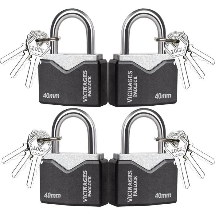 Cadenas De Sûreté En Forme De D - 94 Mm (3,7 Pouces) - Acier Et Laiton - Livré Avec 5 Clés Identiques