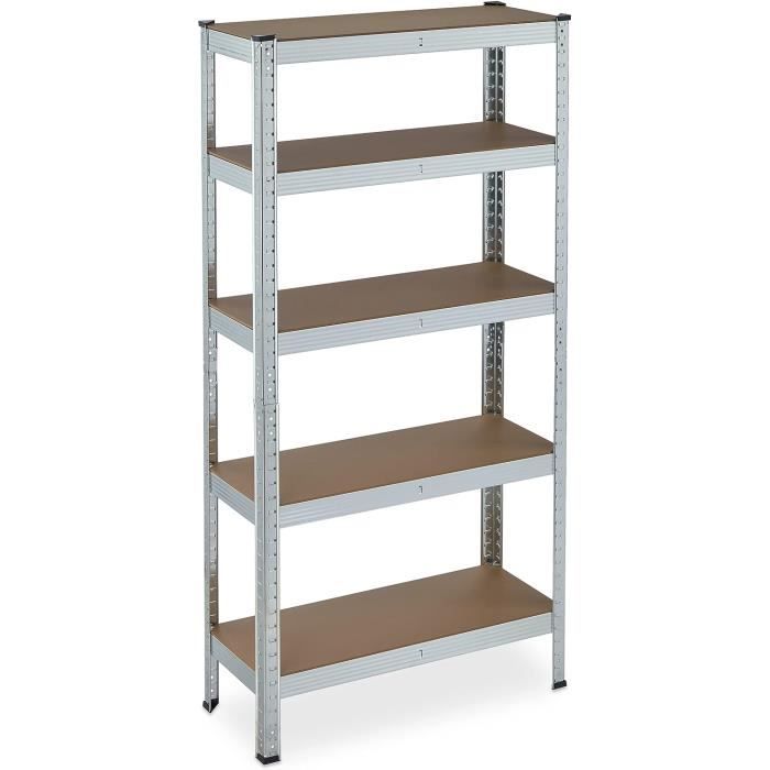 Étagère Charge Lourde Relaxdays 875 Kg - 5 Niveaux Réglables - 180x90x45 Cm - Galvanisée