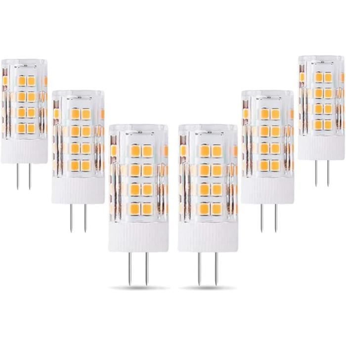 Lot De 6 Ampoules Led G4 AcDc 12V, 5W, 500 Lumens, Blanc Chaud 3000K