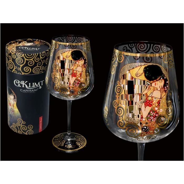 Carmani - Verre à vin fantaisie décoré avec la peinture Gustav Klimt