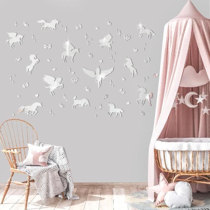 Leftwei Miroir Acrylique Décoratif Nuage Argent - Autocollant Mural Pour Chambre Enfant