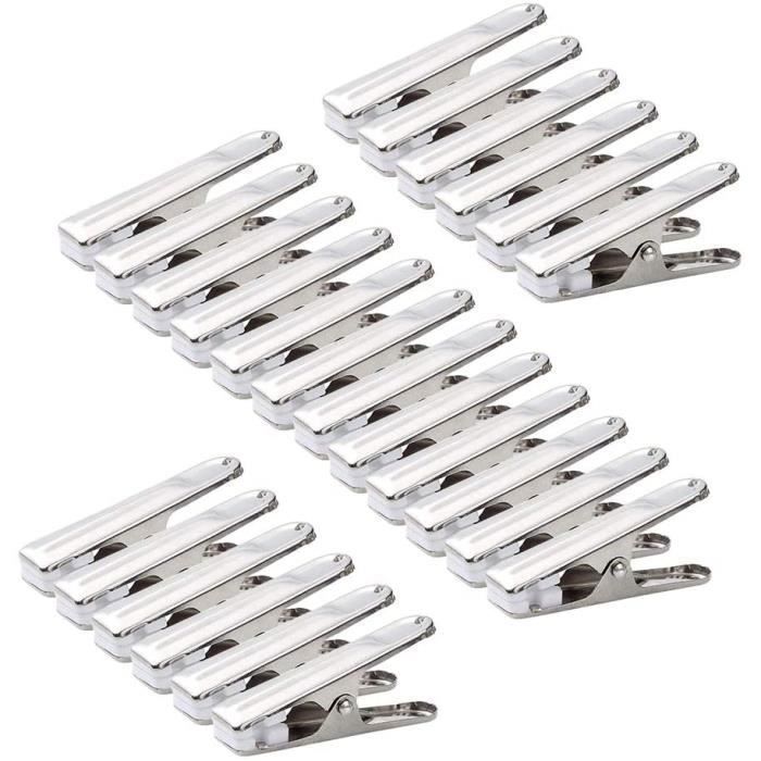 80Pcs Pince a Linge en Acier Inoxydable Epingle a Linge INOX Durables avec Blanc Doux Gripper Pad pour Serviettes Chaussettes