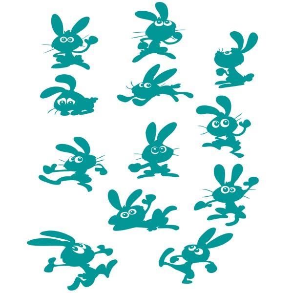 Sticker Planche Lapins Rigolos (50x40 cm) (Lapins de 7,5 à 11 cm de