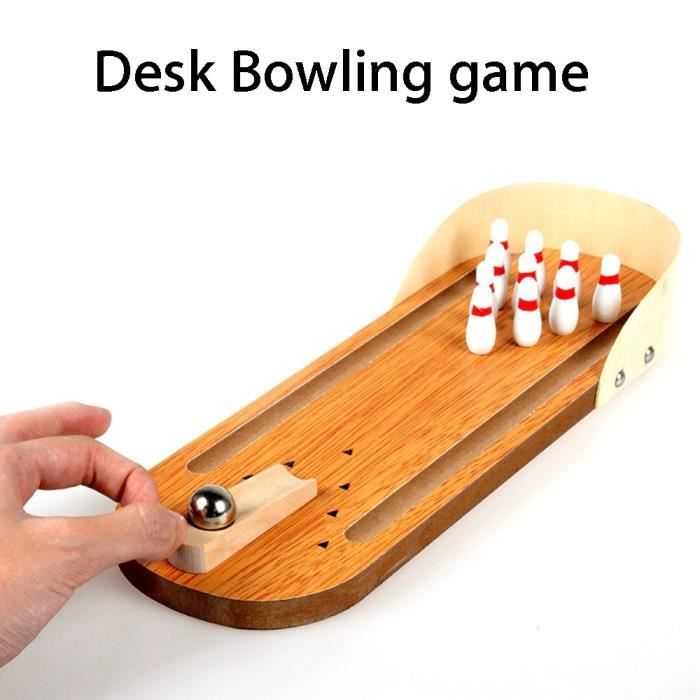 Bois - Mini jeu de bowling de bureau pour enfant et adulte, en bois,  ensemble de jouets amusants à utiliser e - Cdiscount Jeux - Jouets