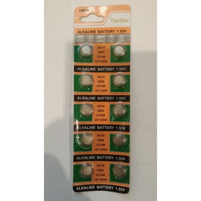 Lot De 10 Piles Bouton AG10 LR1130 1.5V Alcalines - Pour Télécommandes, Calculatrices, Jouets, Appareils Photo - 5
