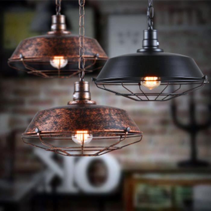 UNI Suspension Luminaire Industrielle 36cm Rétro Lustre Suspension Vintage E27 40W 2pcs Rouille