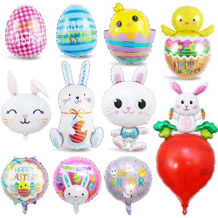 Ballons lapin, 11 Géant Pâques Feuille Aluminium Ballons, Œuf de Pâques  carotte lièvre Ballon Anniversaire, XXL Poussin Helium[1754] - Cdiscount  Maison