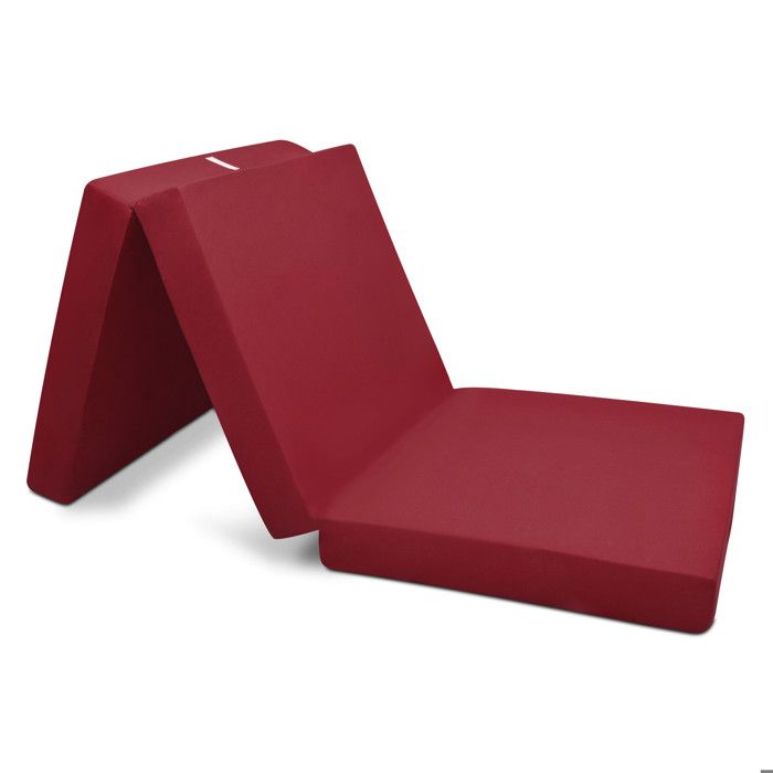 Beautissu Matelas dappoint pliable Adulte Campix – 80x195cm Rouge foncé – Chauffeuse convertible – Lit futon pliant dinvité