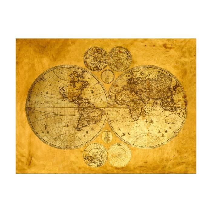 Impression Sur Toile Carte Du Monde Sur Papier Ancien 50 X 40 Cm 50 X 40 Cm Cdiscount Maison