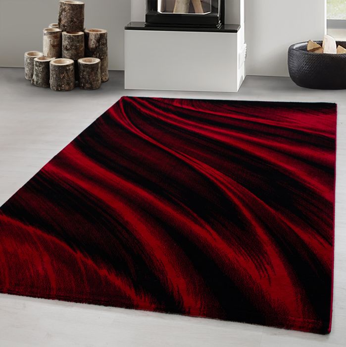 Carpetsale24 Tapis de Salon Design Vagues Abstraites Rouge 200x290 cm ...