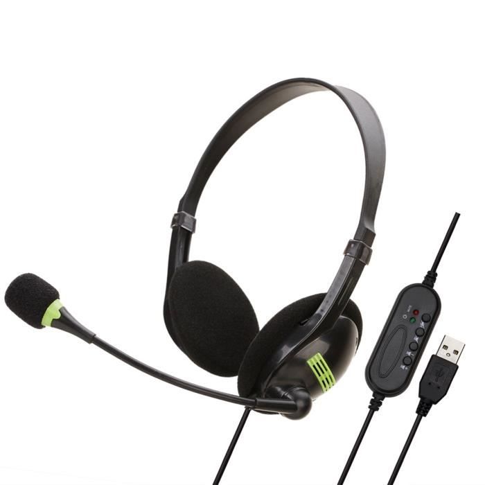 SY440MV Casque USB avec microphone sur le casque d'écoute avec contrôle du  volume du commutateur de micro - Cdiscount Informatique