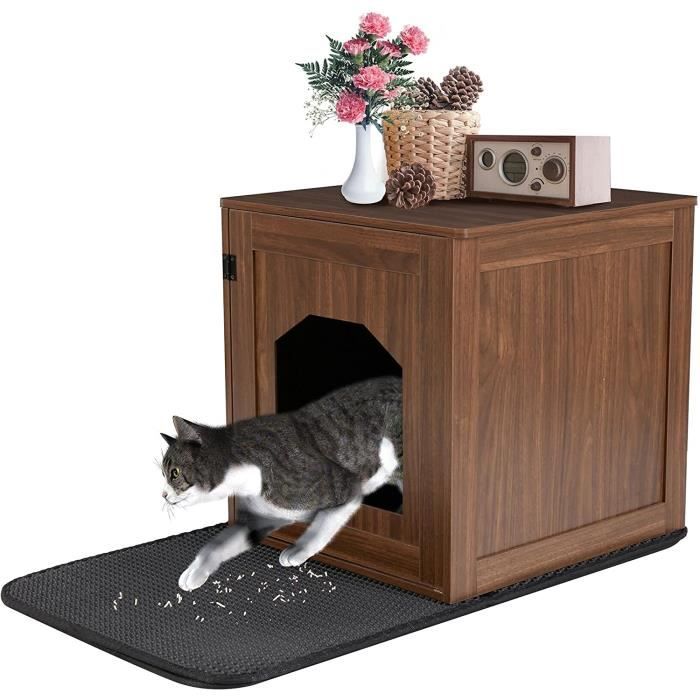 Bingopaw Maison De Toilette Chat Bois Meuble Litiere Chat Armoire Pour Bac A Litiere Avec Tapis Litiere 52 X 51 X 50 Cm Cdiscount Animalerie