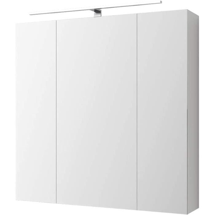 MLDesign Armoire de Toilette avec Éclairage LED et Mirroir 72,4x72x15