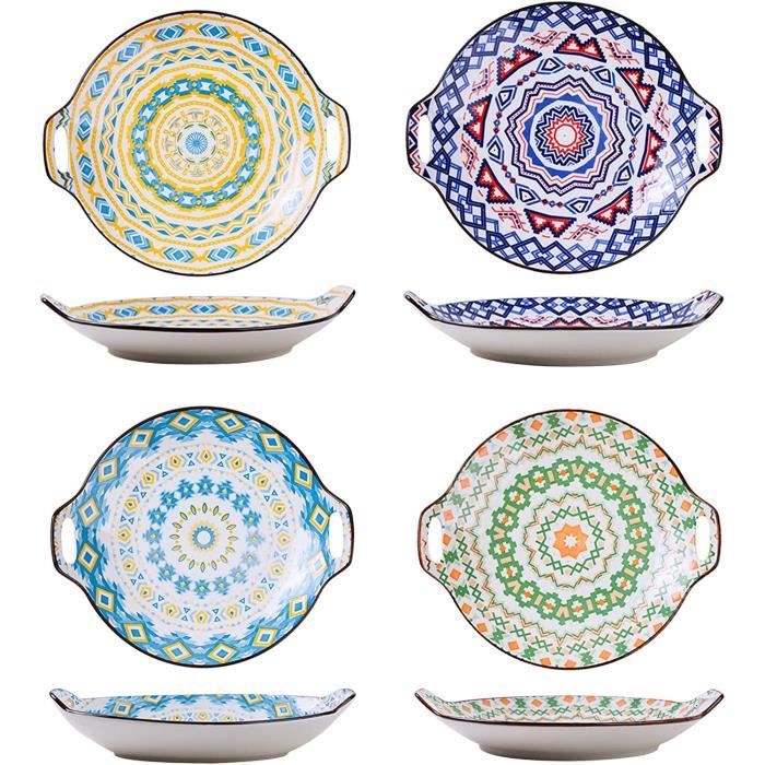 Lot De 4 Assiettes à Tremper Chat En Céramique - 10 Cm, Motif Chat, Pour Sauces Ou Apéro