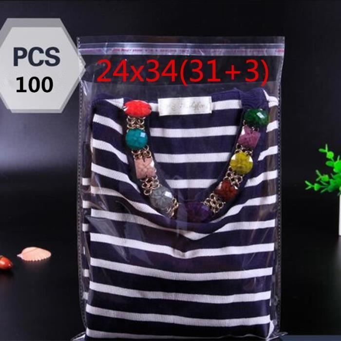 Sachets Plats Transparents Auto-adhésifs 32 X 36 Cm – Lot De 100, En Polypropylène 25 Microns | Pour Rangement Petits Objets, Protection Poussière Et Humidité - 5
