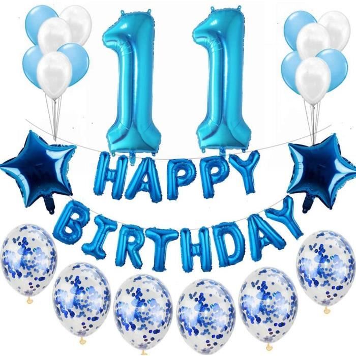 Kit De Decoration D Anniversaire 11 Ans Bleu Pour Garcon Decoration D Anniversaire Garcon 11 Ans Cdiscount Maison