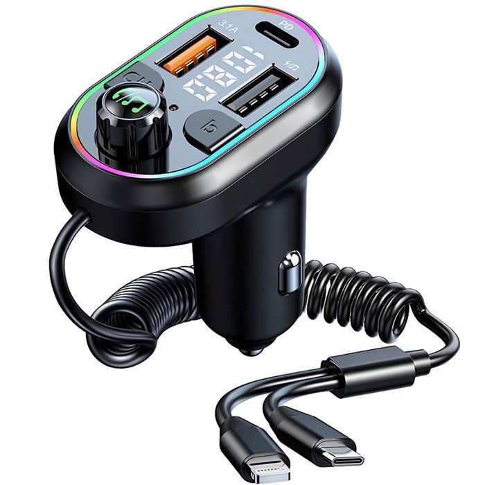 Transmetteur FM Bluetooth Pour Voiture Forever TR-320 - 2 Ports USB Chargeur + Kit Mains Libres - Noir