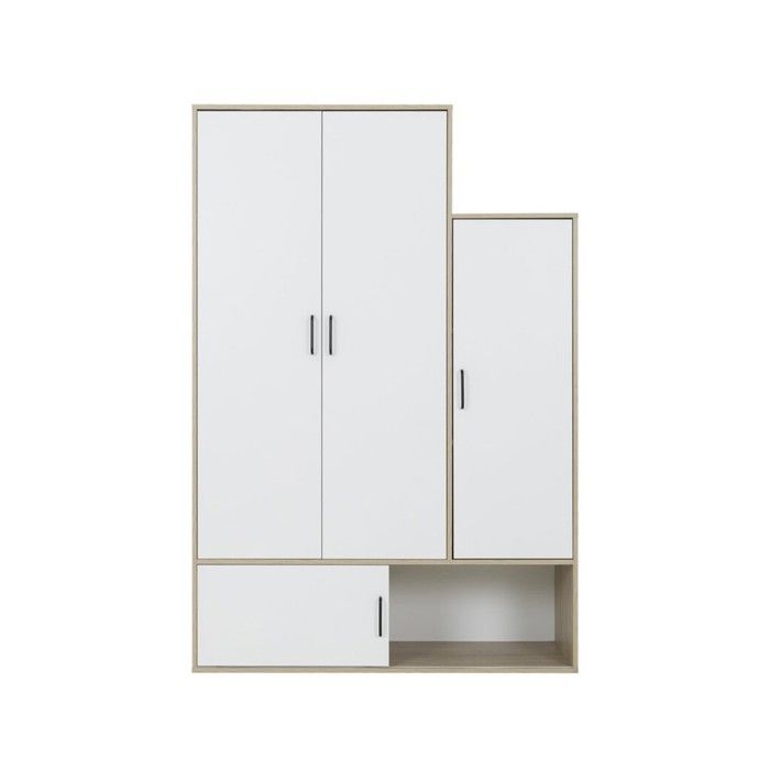 CALICOSY - Armoire 4 portes H195 cm - ERWAN - Blanc/Bois