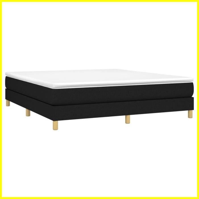 Sommier à ressorts - CUQUE - Modèle Noir - 180x200 cm - Tissu 100% polyester - Soutien ferme