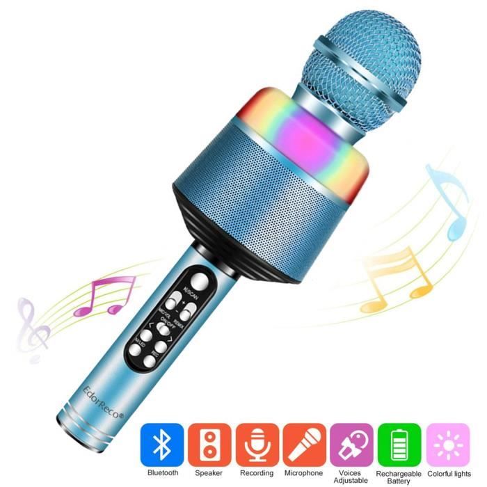 Haut-parleur Sans Fil Multifonctions Micro Bluetooth Portable Karaoke Microphone Pour Singing Party Musique Jouer Batterie Inclus Noir Accessoires Microphone
