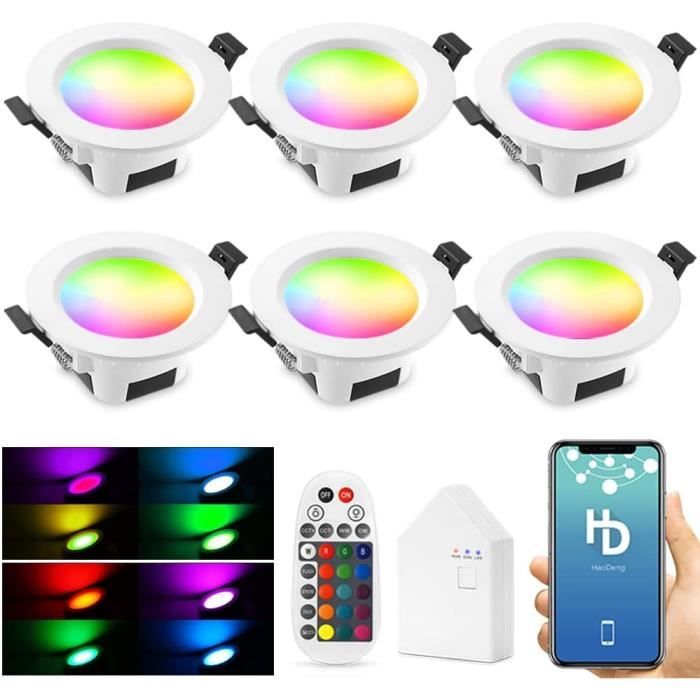Set van 6 stuks Zwarte Wifi. RGB en dimtone inbouwspots, 5,5 W Dimbaar - BV