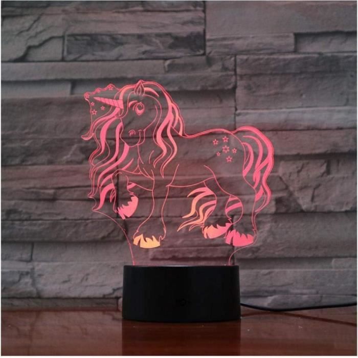 Télécommande 16 Couleurs Veilleuse Licorne 3D Pour Enfants - Minuterie Automatique, 16 Couleurs