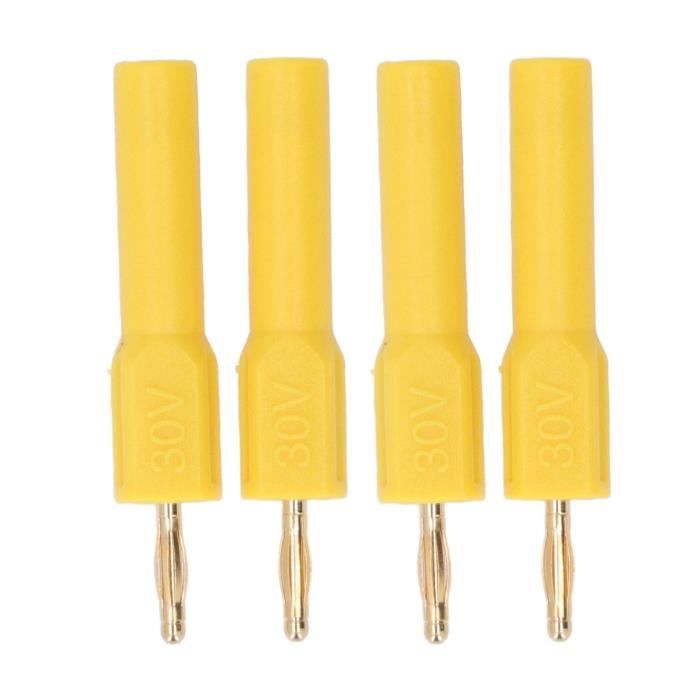 SKW Connecteurs Bananes Plaqué Or 24k – Lot 2 Paires (4 Fiches) Pour Câbles Haut-Parleurs Hi-Fi