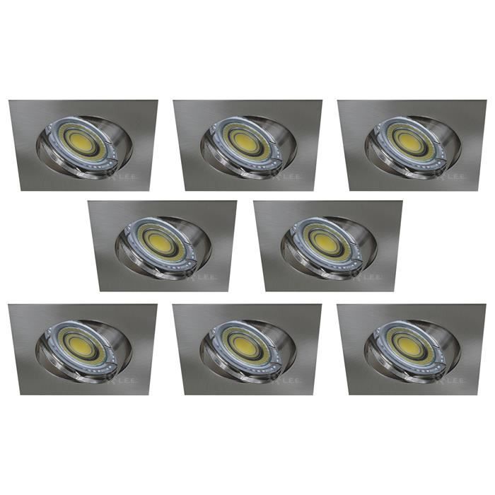 Lot De 5 Spots Encastrables LED GU10 - Dimmable - Blanc Neutre - Alu Brossé - NEUF