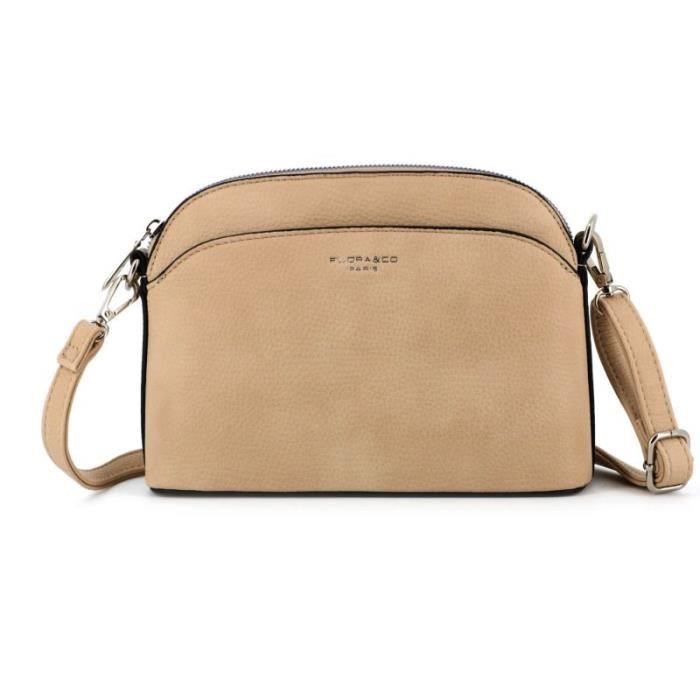 Flora Co Paris Petit Sac Bandoulière Arrondi Multipoches Femme Taupe Achat / Vente Sac