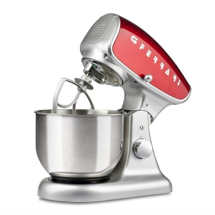 G3 Ferrari Pastaio Deluxe Robot mixer 52 L Rotatif Batteur Pétrisseur Mélange Rouge Argent Acier inoxydable