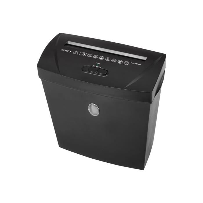 Genie 240 S Destructeur De Documents – Coupe En Bandes 6 Feuilles – Niveau P-2 – Broyeur Cartes Crédit – Corbeille 10L – Noir
