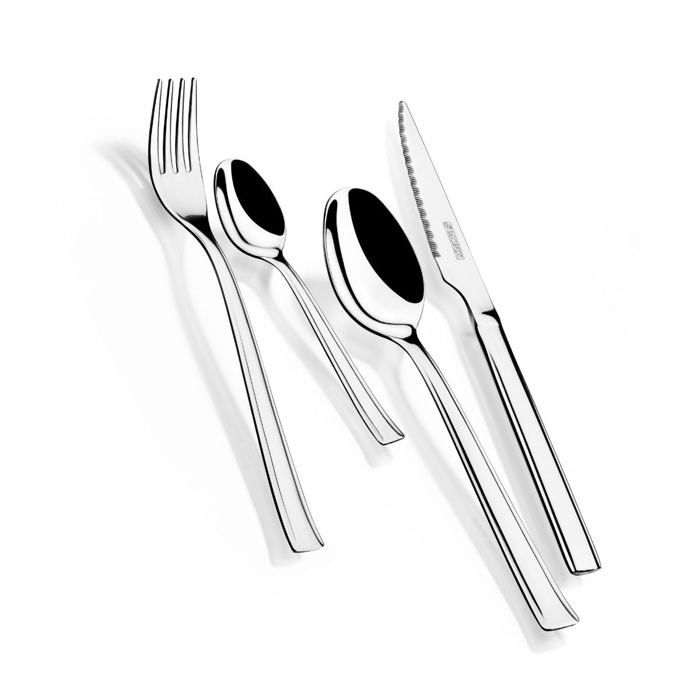 Ménagère de 24 pièces - Monix - M180974 - Acier inoxydable 18/01 - Couleur gris - Compatible lave-vaisselle