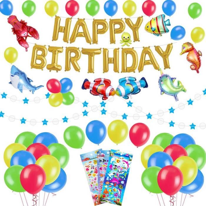 Decoration Anniversaire Monde De La Mer 53 Pack Banniere Joyeux Anniversaire Animal Marin Ballon Anniversaire Etoile Gu 2257 Cdiscount Maison