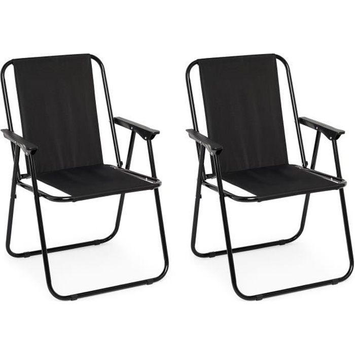 chaise de camping pliable, chaise de plage confortable, chaise longue portable, noir, lot de 2  - intimate wm heart