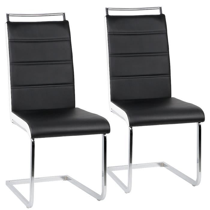 JEOBEST® 2 x CHAISES MIA NOIRES ET BLANCHES POUR SALLE A MANGER