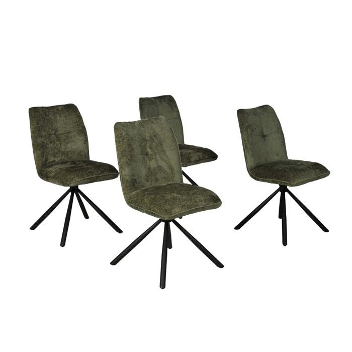 Lot de 4 chaises pivotantes de salle à manger CORTINA/ Vert Lot de 4 chaises pivotantes de salle à manger CORTINA/ Vert