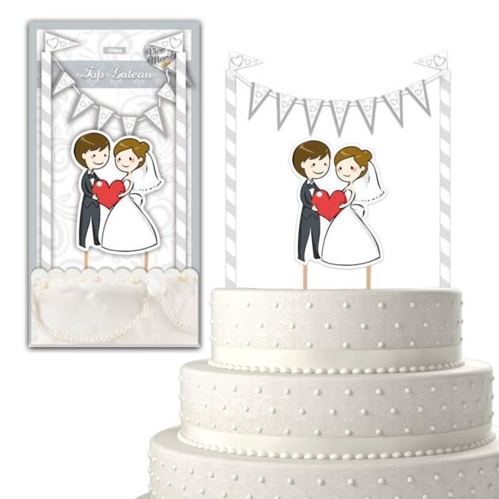 Deco Gateau Mariage Blanc 22x Cm Q3156 Cdiscount Maison