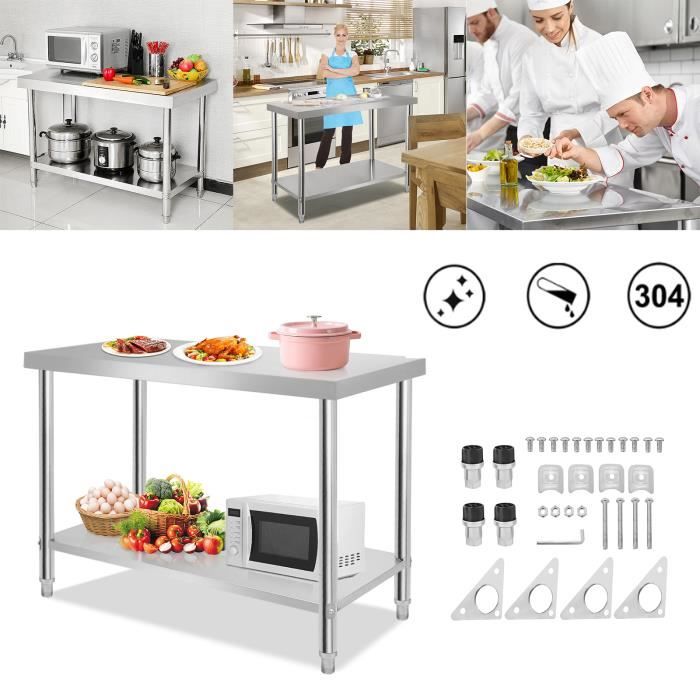 Étagère De Cuisine 3 Étages Inox - Rangement Vertical Pour Cuisine Ou Restaurant - Support Jusqu'à 30kg