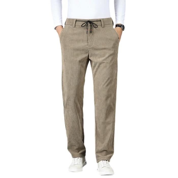 Pantalon Homme Velours Côtelé Extensible – Coupe Droite, 6 Couleurs, Style Vintage Décontracté