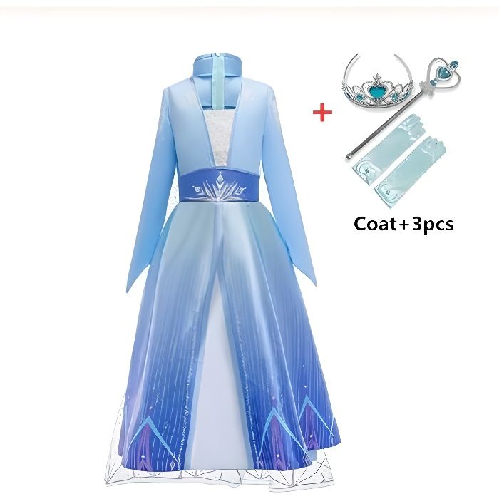 D guisement Elsa pour enfants La Reine des Neiges 2 Robe filles