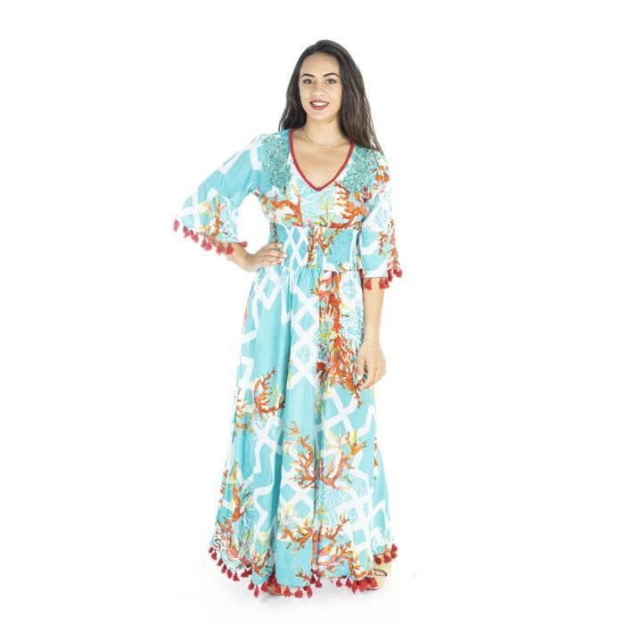 Robe D'été Longue Fait Main - Couleurs Vives, Poches, Taille XS/S, Style Asymétrique