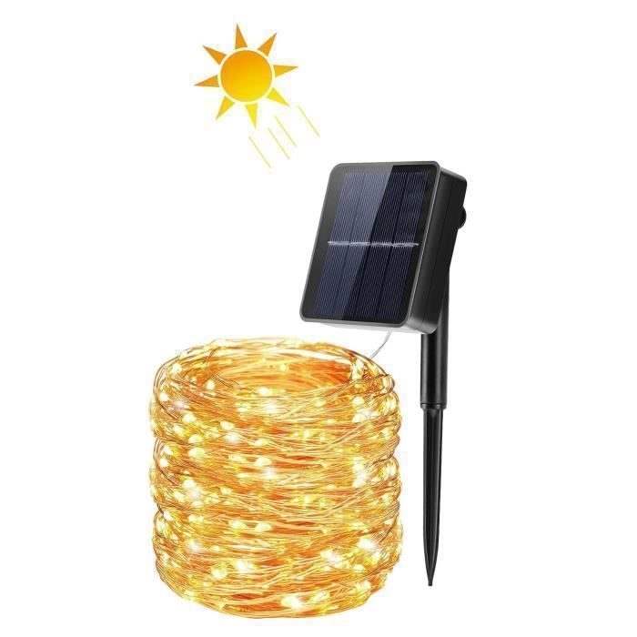 MTEvoTX Guirlande Solaire Extérieure Étanche IP65 - Marque - Modèle - 30 Ampoules - Blanc Chaud - LED - Energie Solaire - Maison