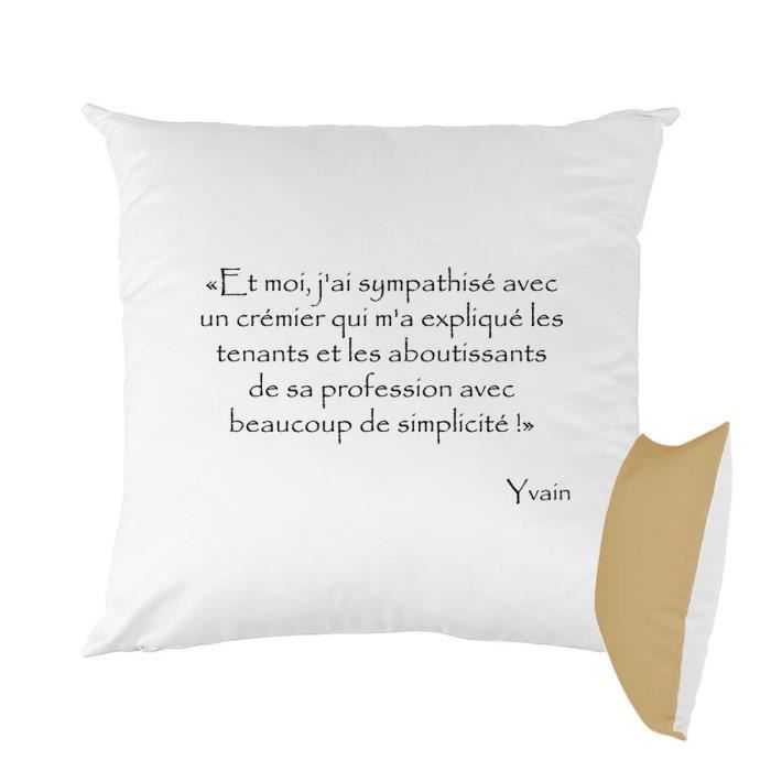 Coussin Bicolore Imprime 40x40 Cm Yvain Sympathise Avec Un Cremier Citation Kaamelott Mygoodprice Moka Cdiscount Maison