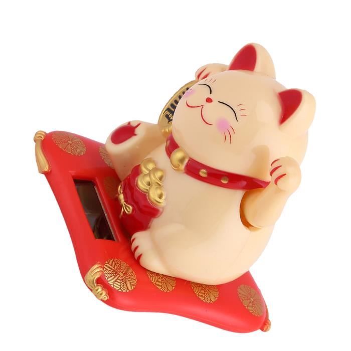 Chaton Solaire Porte-bonheur - 5,1 Cm, Agite La Main Avec La Lumière, Décoration Bureau/maison/voiture